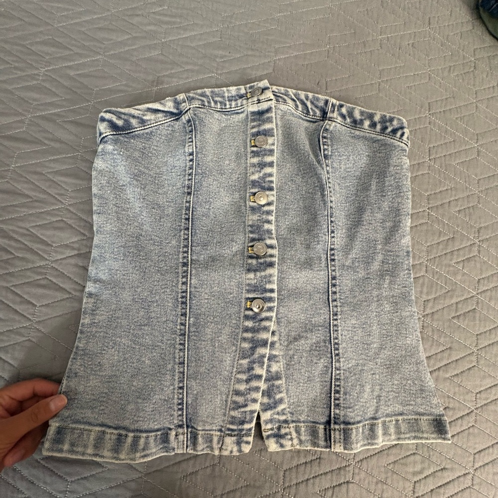H&M Blue Denim Crop Top